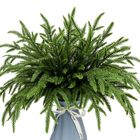 Sale Clearance 24 Pcs Christmas Norfolk Pine Branches, 39cm Artificial Christmas Norfolk Branches Artificial Greenery Pine Needle Branches Small Twig for Xmas DIY Making Garland Wreath Home Decor