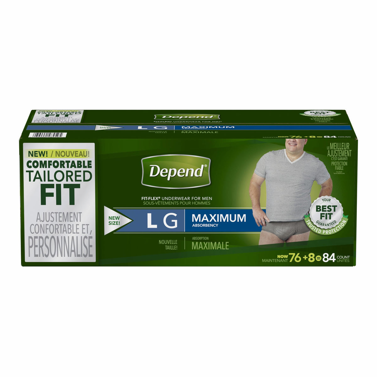 Depend Fit-Flex Large Maximum Absorbency Underwear for Men, 84 Ct