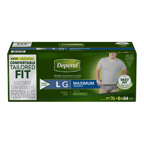 Depend Fit-Flex Large Maximum Absorbency Underwear for Men, 84 Ct