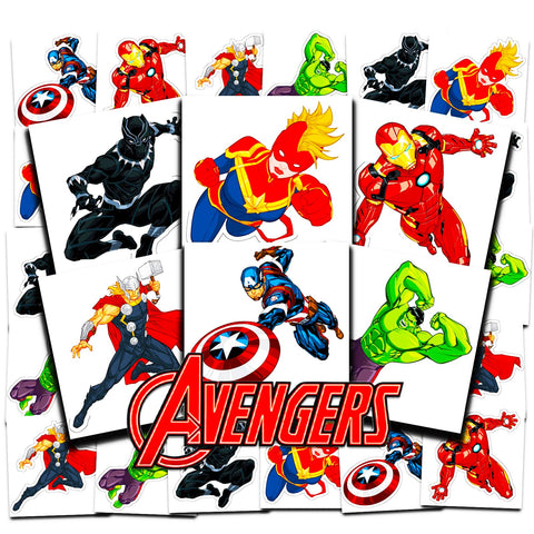 Marvel Avengers Tattoos Party Favors Bundle ~ 72 Perforated Individual 2" x 2" Avengers Temporary Tattoos for Kids Boys Girls (Avengers Party Supplies)