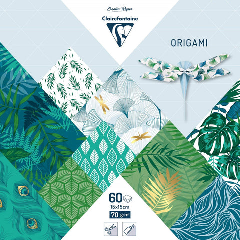 Clairefontaine - Ref 95354C - Origami Paper (Pack of 60 Sheets) - 15 x 15cm in Size, 70gsm Paper, Printed Design on Front & Plain Backs - Floral Patterns