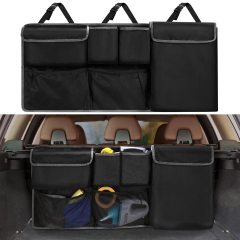 XHRING Car Trunk Organizer Storage Backseat Hanging Organizer Bag for GMC Terrain Yukon Acadia Denali Crew Cab Elevation Double AT4 SLE SLT Limited XL SUV Accessories 2000-2024 2025
