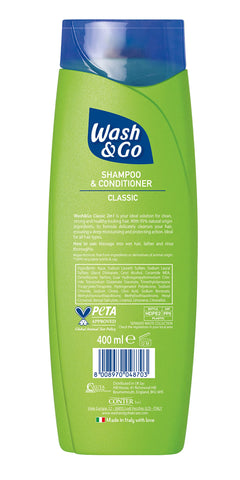 Wash & Go 2-In-1 Classic Shampoo and Conditioner, 400 ml (Pack of 6)