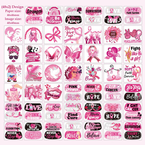 HOWAF 96 Pieces Breast Cancer Awareness Tattoos Face Tattoos Pink Ribbon Waterproof Temporary Tattoos Stickers for Girls Hope Fight Breast Cancer Party Fundraising Event Face Body Tattoo Accessories