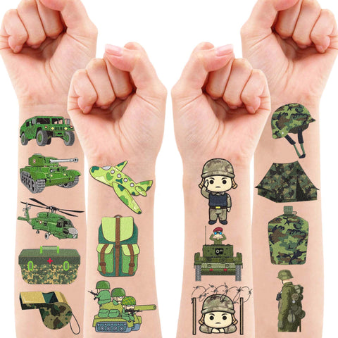 Generic 115 PCS Military Temporary Tattoos Themed Army Birthday Party Decorations Favors Supplies Decor Camouflage Party Favors Camo Tattoos Stickers Gifts for Kids School Prizes