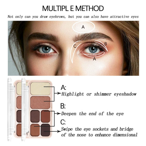 Boobeen Eyebrow Powder & Highlight Palette Set, 4 Colors Eye Brow Tinted Powder Palette to Shape Natural Brows, 2 Colors Highlighting powder to Creates Glow Contour Makeup