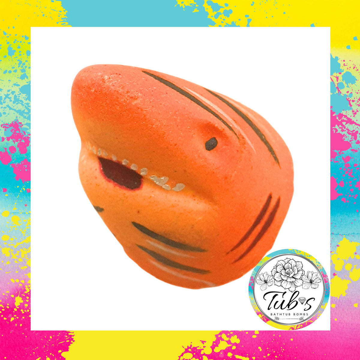Tiger Shark Attack Bath Bomb. Handmade by Tubs in the UK Animal bathbomb. Birthday Present Gift. Bath fizzer bath art.