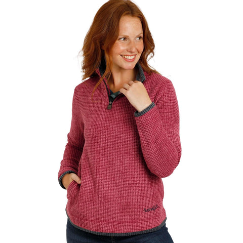 Weird Fish Beye Eco 1/4 Zip Grid Fleece Mulberry Size 10