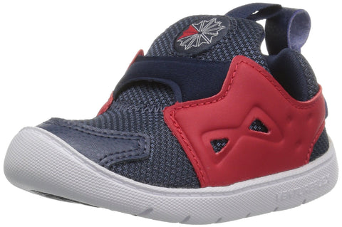Reebok boys Ventureflex Slip-ON Sneaker, Knit-Smoky Indigo/Primal, 3 US