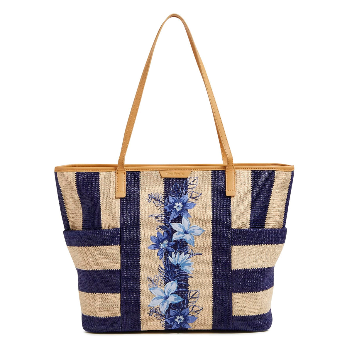 Vera Bradley Tote Bag, Navy Stripe Straw
