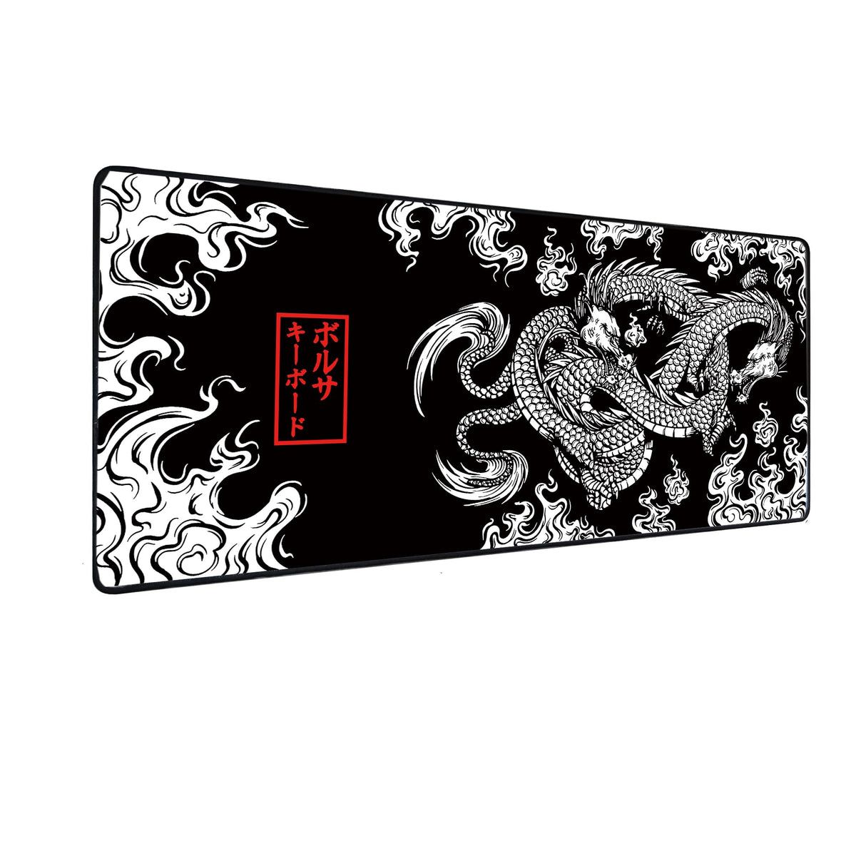 Rectangle Black XL Gaming Mousepad/Desk mat?Stitched Edges?Waterproof Comfortable Mouse pad with Non-Slip Rubber Base for Computer | Laptop | Office & Home | 31.5x11.8in?Chinese Dragon Mousepad)