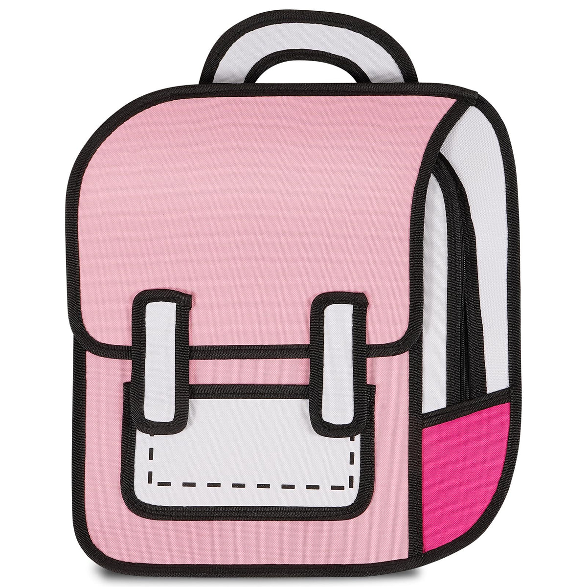 Aobiono Kawaii Backpack Cute Cartoon 3D Jump Style 2D Drawing from Comic Paper Anime Bookbag School Supplies Fun Daypack, Pink, L