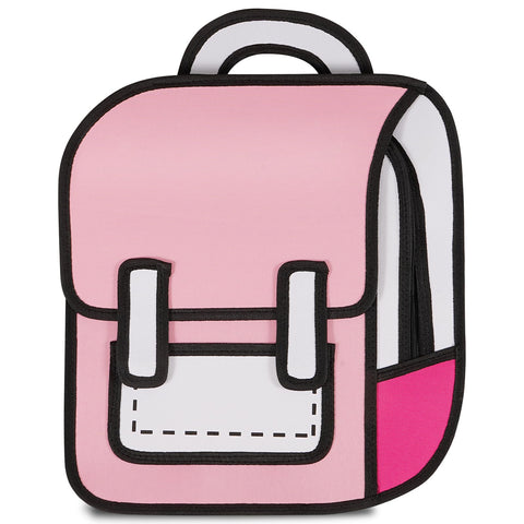 Aobiono Kawaii Backpack Cute Cartoon 3D Jump Style 2D Drawing from Comic Paper Anime Bookbag School Supplies Fun Daypack, Pink, L
