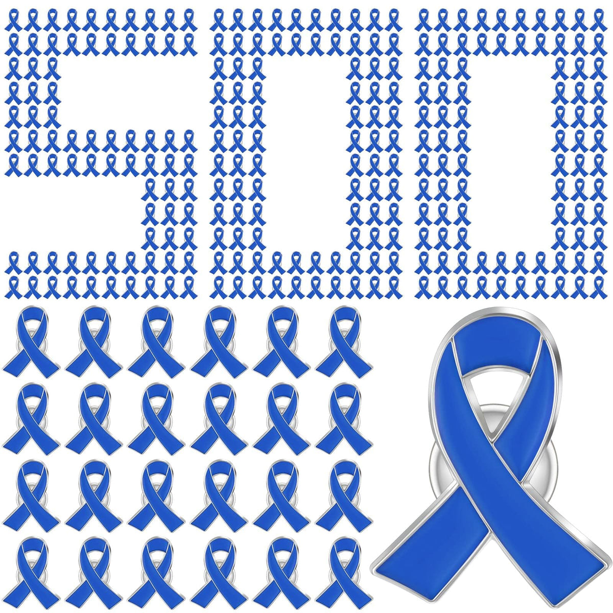 Blue Ribbon Pins Child Abuse Awareness Pins Colon Cancer Lapel Pin Prevention Enamel Brooch Products for Public Charity Campaign Fundraiser Gift Supplies, Zinc, zinc alloy