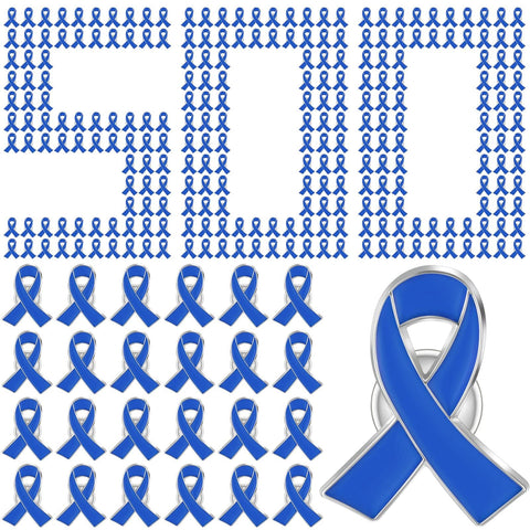 Blue Ribbon Pins Child Abuse Awareness Pins Colon Cancer Lapel Pin Prevention Enamel Brooch Products for Public Charity Campaign Fundraiser Gift Supplies, Zinc, zinc alloy