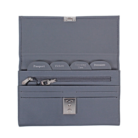 AR BRAND EST. 2021 Travel Document Wallet Organiser with Lock for Passport (Grey)