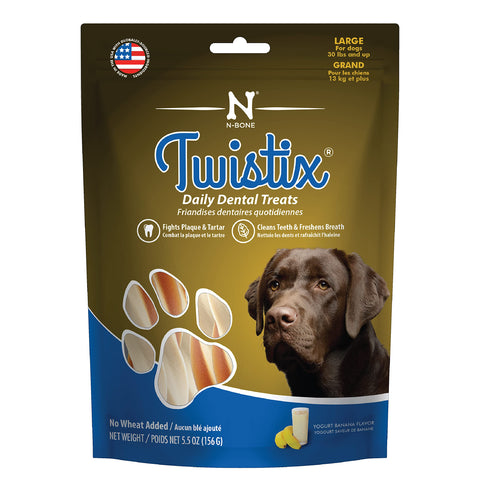 Twistix 5.5-Ounce Yogurt And Banana Dental Chew Treats For Dogs, Large