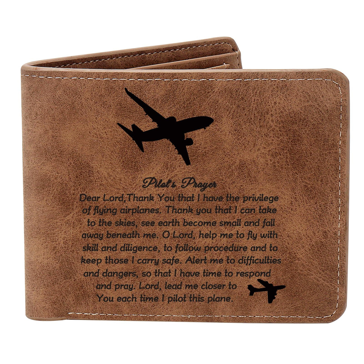 THTCSQ Pilot Gift,PilotÃ¢â‚¬â„¢s Prayer Leather Wallet for Men,Engraved Personalized Leather Wallet,Aviation Gifts for Pilot Graduation, Future Pilot Gift for New Pilot,Birthday Gifts (Pilot Prayer wallet)