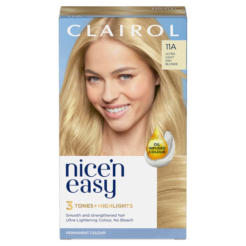 Clairol Nicen Easy CrÃƒÆ’Ã†â€™Ãƒâ€ Ã¢â‚¬â„¢ÃƒÆ’Ã¢â‚¬Â ÃƒÂ¢Ã¢â€šÂ¬Ã¢â€žÂ¢ÃƒÆ’Ã†â€™ÃƒÂ¢Ã¢â€šÂ¬Ã…Â¡ÃƒÆ’Ã¢â‚¬Å¡Ãƒâ€šÃ‚Â¨me, Natural Looking Oil Infused Permanent Hair Dye, 11A Ultra Light Ash Blonde