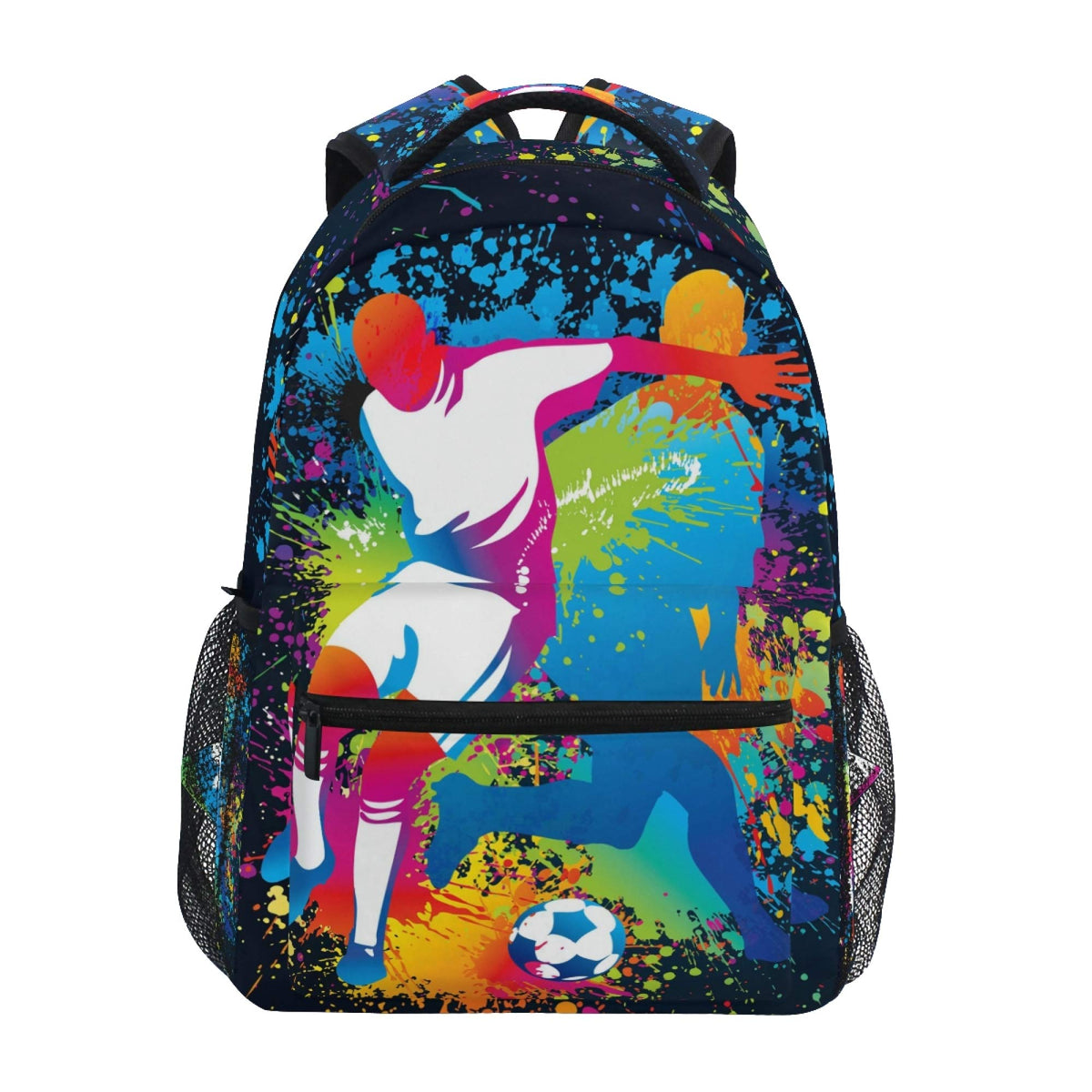 Childrens Backpack, Schoolbag Football Players With Soccer Large Capacity Students Bookbag Rucksack Knapsack for Boys Girls Adults Teen