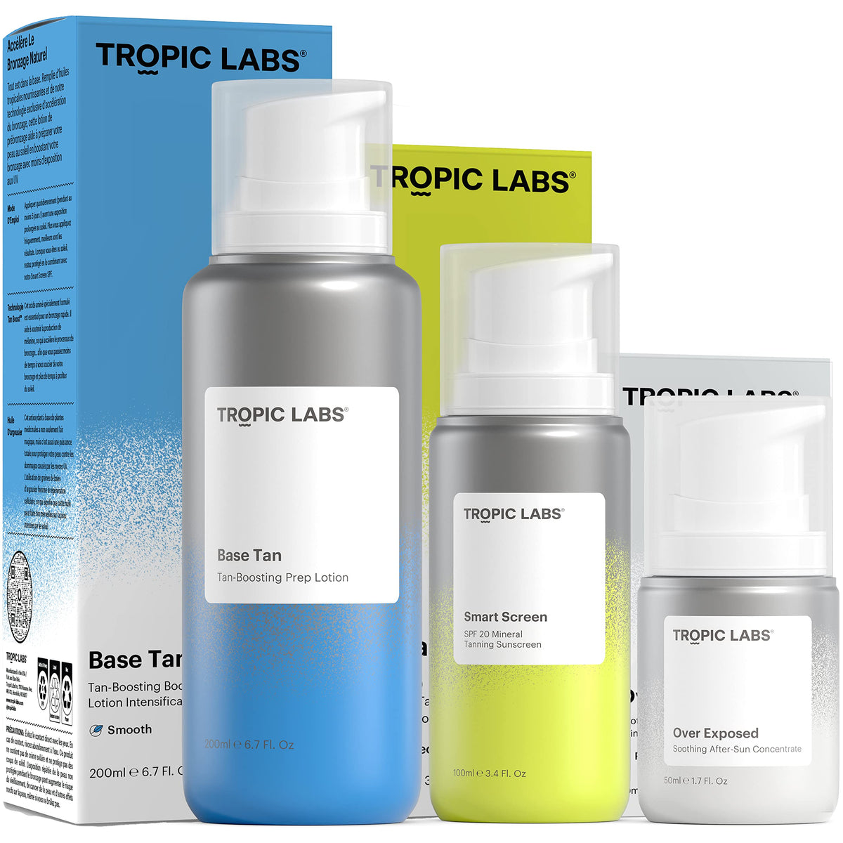 TROPIC LABS Paradise Pack | Full Size | 2PC Tan Boosting System | Tan Accelerator Body Lotion, Mineral Zinc Oxide Tanning Sunscreen and UV Sensor Keychain