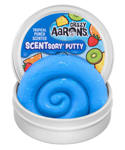 Crazy Aaron's SCENTsory Scented Thinking Putty - Tropical Punch - 2.75" Tin - Tropical Fruit Scented Green Putty - Fluffy Texture, Never Dries Out