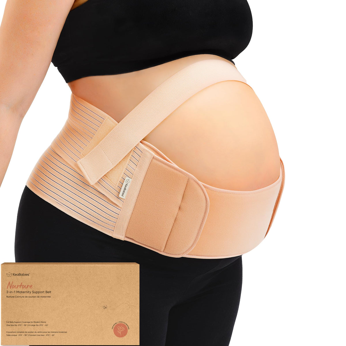 2-in-1 Pregnancy Belly Support Band - Belly Bands for Pregnant Women, Maternity Belly Band, Pregnancy Belt, Belly Support for Pregnancy Must Haves, Pregnancy Support Belt (Classic Ivory, One Size)