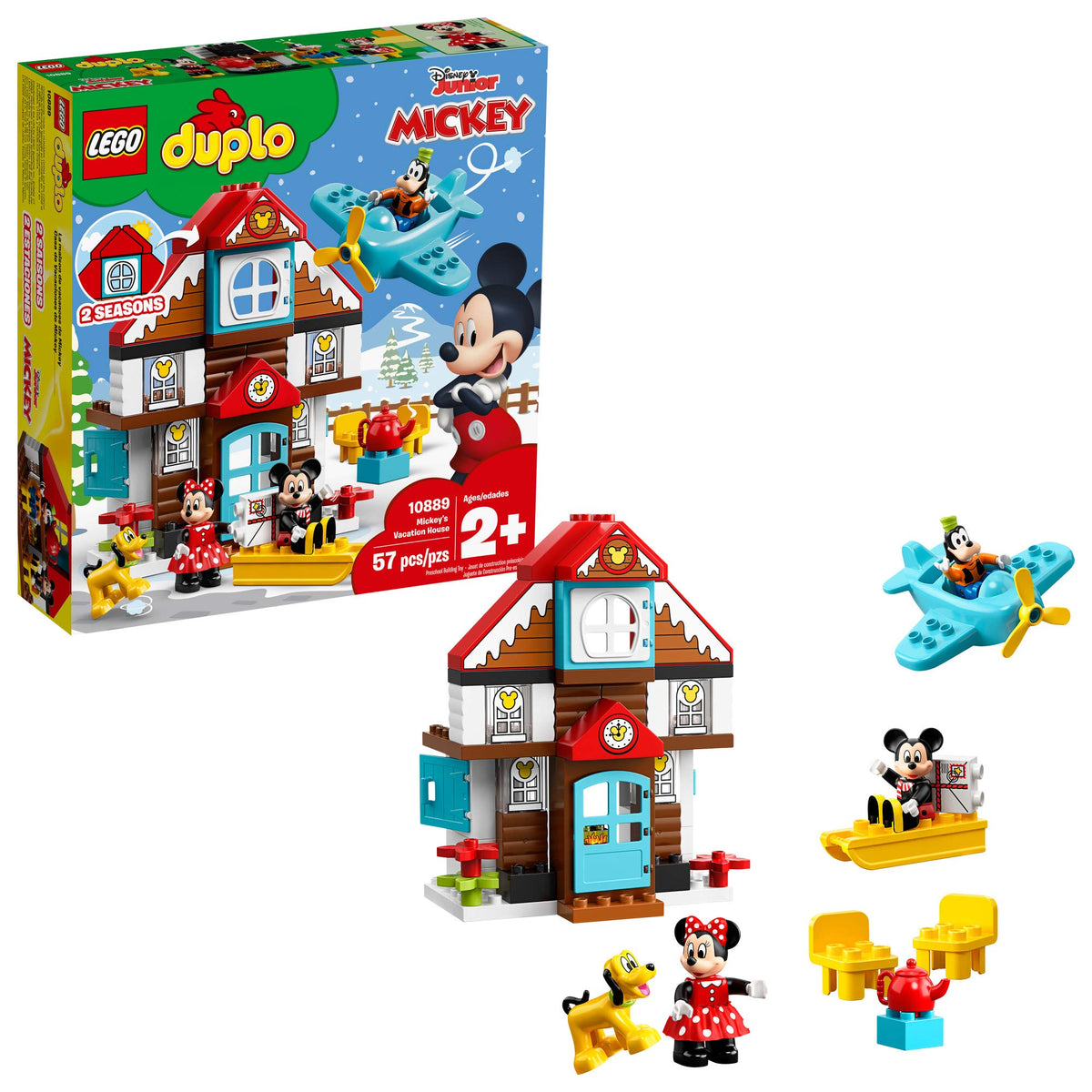 LEGO DUPLO Disney Mickey's Vacation House 10889 Toy House Building Set for Toddlers with Minnie Mouse, Goofy, Pluto and Mickey Mouse Figures (57 Pieces)