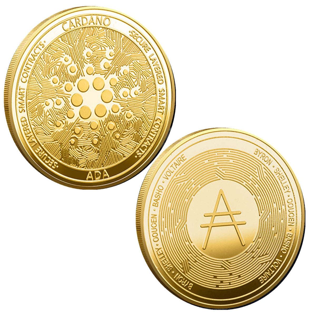 1oz Cardano Commemorative Coin Gold Plated Cardano Coin ADA Coin Limited Edition Collectible Coin Souvenir HODL Crypto Coin with Protective Case (Style2-1(Gold))