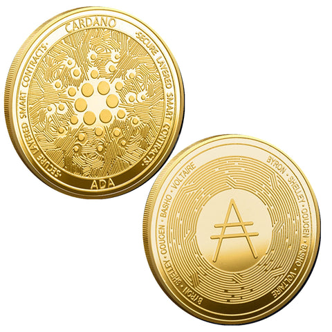 1oz Cardano Commemorative Coin Gold Plated Cardano Coin ADA Coin Limited Edition Collectible Coin Souvenir HODL Crypto Coin with Protective Case (Style2-1(Gold))