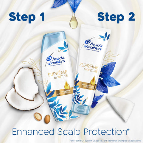 Head & Shoulders Supreme Moisture Clarifying Anti-dandruff Shampoo and Conditioner Set with Argan Oil for Soft Hair, Dandruff Scalp Treatment, 3 x 400 ml Shampoo and 2 x 275 ml Hair Conditioner