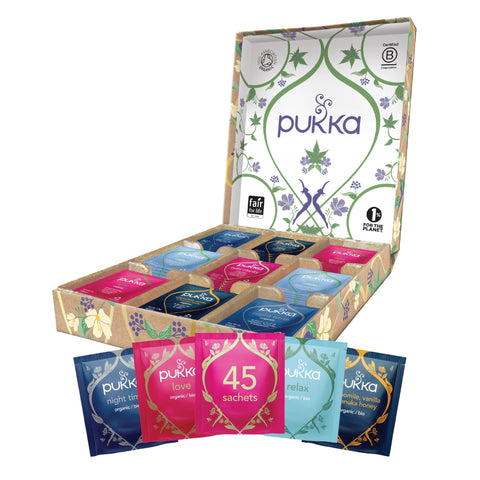 Pukka Herbs | Relax Herbal Tea Selection Box | 9 Flavours | 45 Sachets | Lavender Tea | Chamomile Tea | Relaxing Gift | Organic Herbal Tea