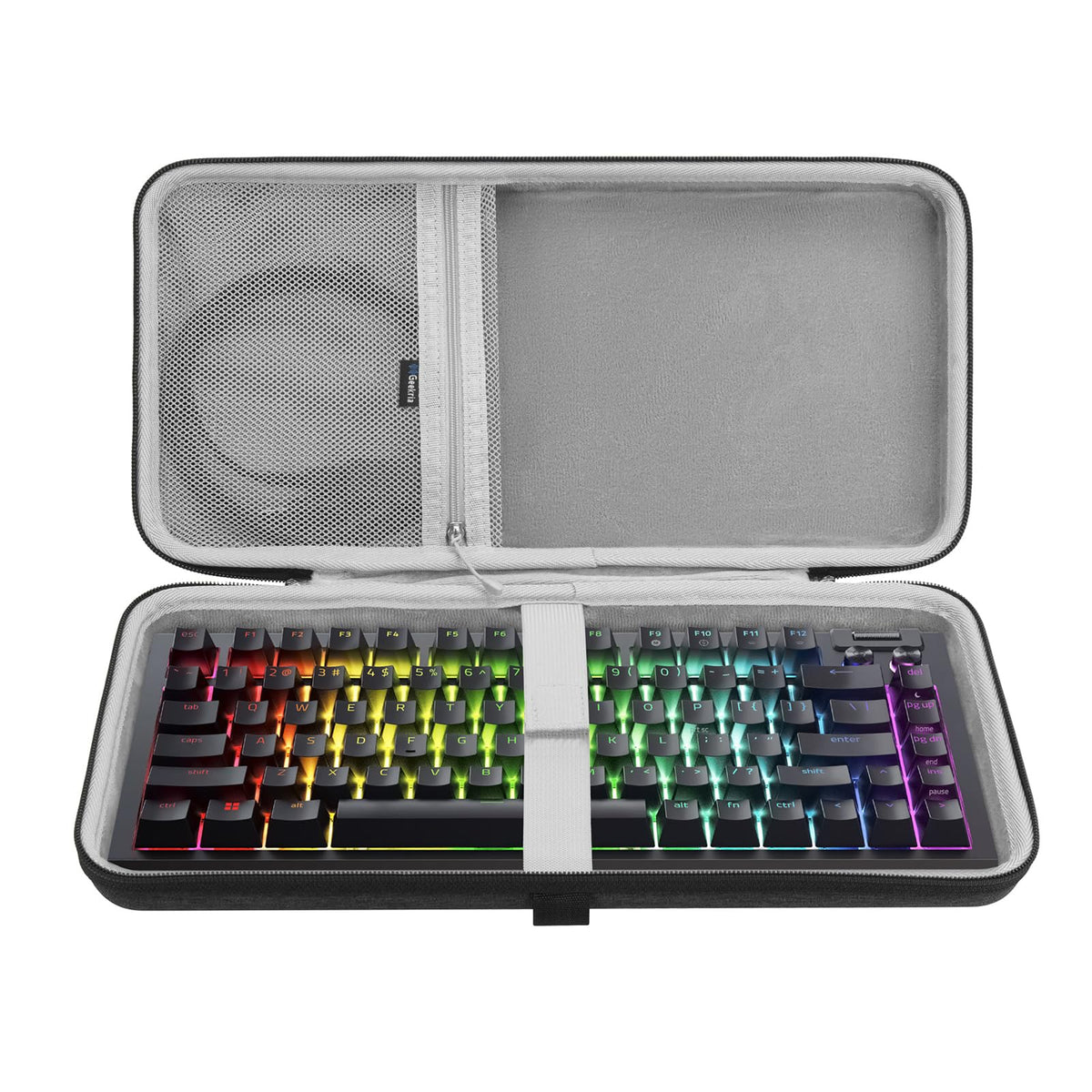 GEEKRIA 75% Keyboard Case, Hard Shell Travel Carrying Bag for 84 Key Mechanical Gaming Keyboard, Compatible with Razer BlackWidow V4 75%/ BlackWidow V4 Pro 75%, GMMK PRO 75%, Keychron Q1 HE (Slim)