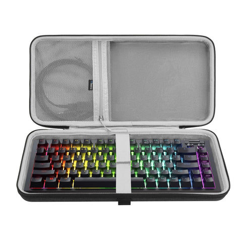 GEEKRIA 75% Keyboard Case, Hard Shell Travel Carrying Bag for 84 Key Mechanical Gaming Keyboard, Compatible with Razer BlackWidow V4 75%/ BlackWidow V4 Pro 75%, GMMK PRO 75%, Keychron Q1 HE (Slim)