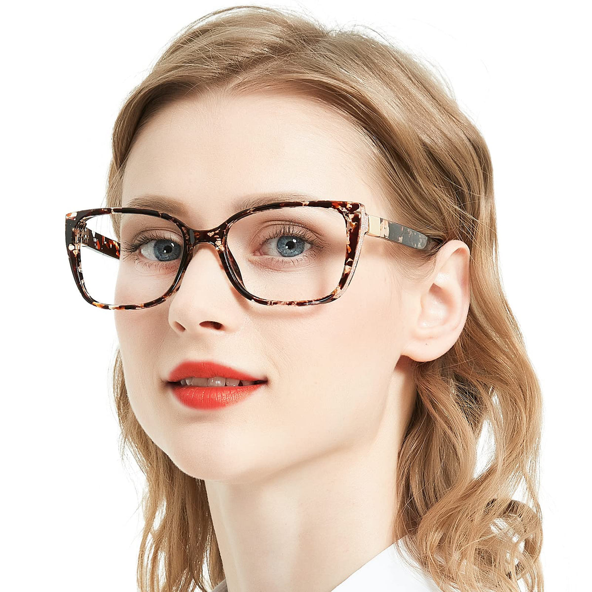 AEZUNI Designer Reading Glasses for Women Oversized Square Eyeglasses 1.25 Large Ladies Readers with Bling Frames 100 125 150 175 200 225 250 275 300 350 400 500 600 (Brown)