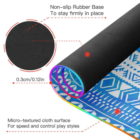 Boho Elephants Wireless Charging Mouse Pad for Mobile Phone Extra Large Gaming Mousepad with 13 Lighting Modes Mouse Mat for Gaming MacBook PC Laptop Desk Office Home