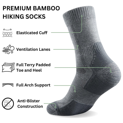 PANDA FOOD Premium Bamboo Outdoor Walking Thermal Socks | Anti-Blister Warm and Breathable Socks for Work or Hiking | Men | 3 Pack | UK 7-11