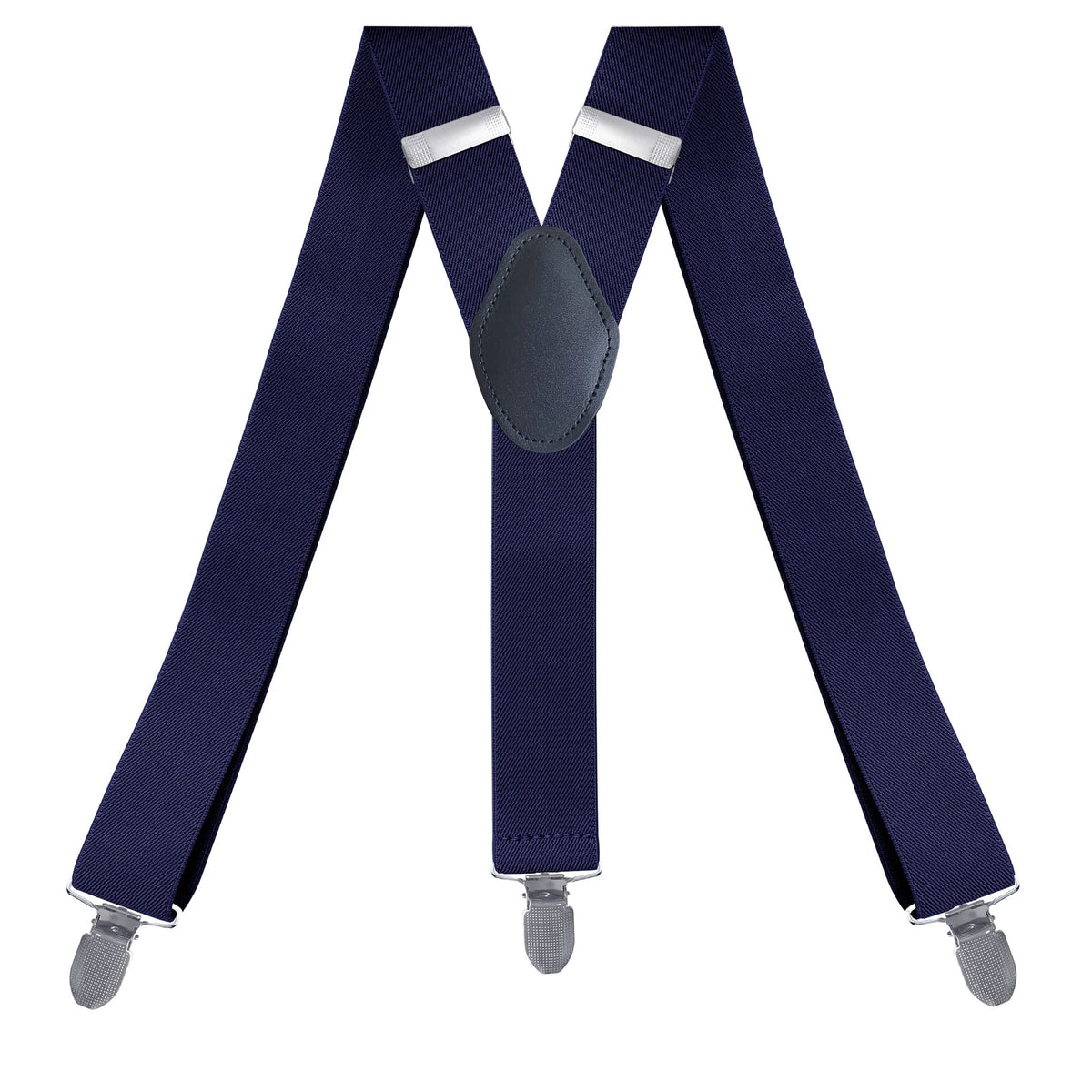 WannGe Mens Suspenders Adjustable Elastic - Heavy Duty 1.4 Inch Wide X Shape 3 Strong Clips Suspender Braces - Navy Blue
