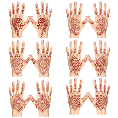 Konsait Temporary Tattoos for Women Sexy, Brown Hand Tattoos for Women Girls Fake Tattoos Mandala Temporary Tattoo Flower Tattoo Elephants Tattoos Peacocks Tattoo 6 Sheets