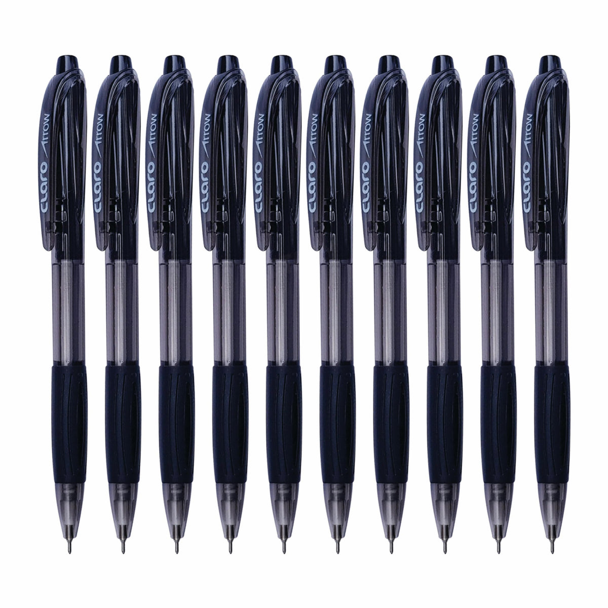 CLARO Arrow Retractable Ballpoint Pens, BLACK, Fine Point (0.7mm), Pack of 10, Smooth Ball Pens, Perfect for School Office Home Everyday Use