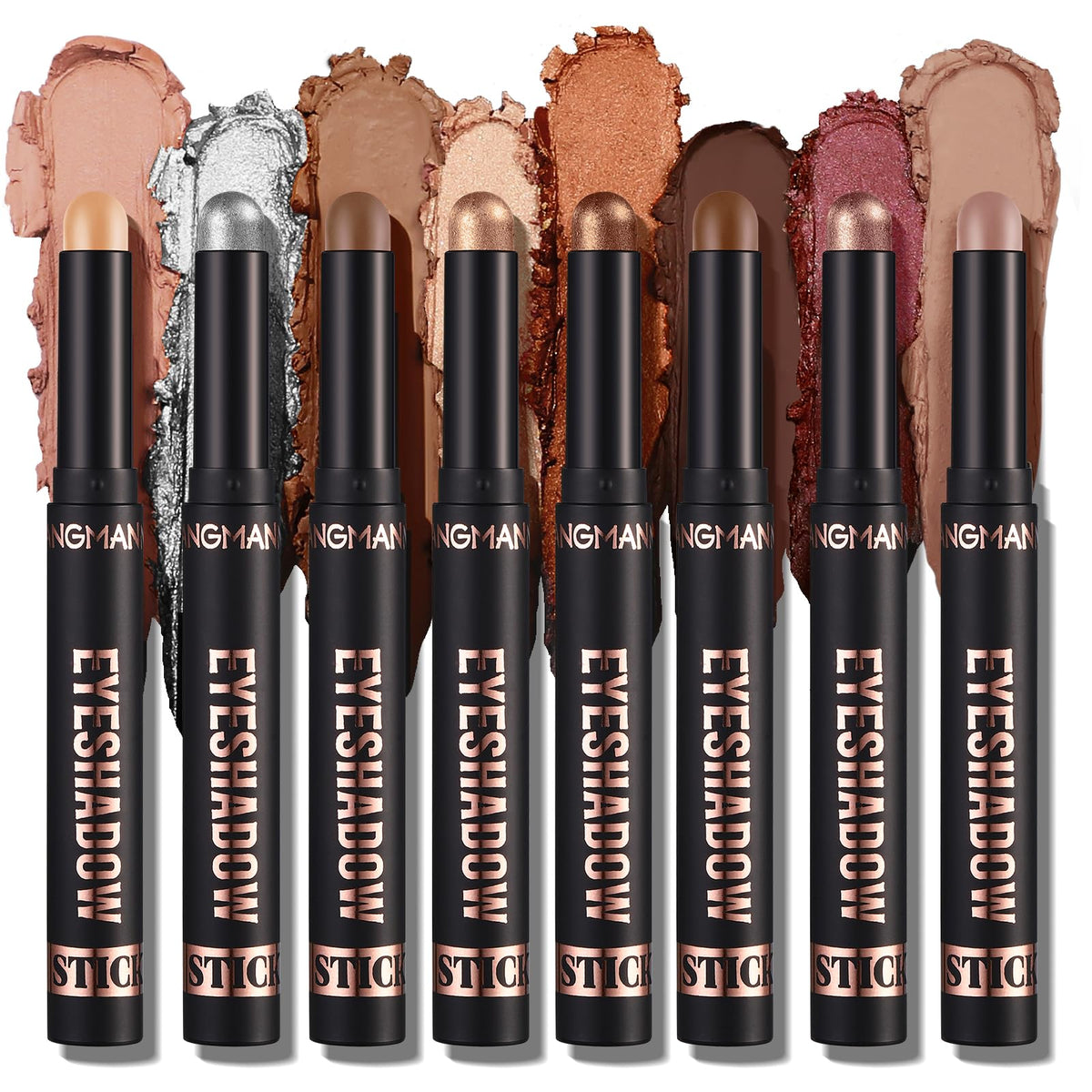 Joyeee Eyeshadow Stick, 8 Colors Waterproof Highlight Eye Shadow Stick, Create Gorgeous Multi-Dimensional Eye Makeup, Long Lasting Cream Contouring Eyeshadow Set(A)