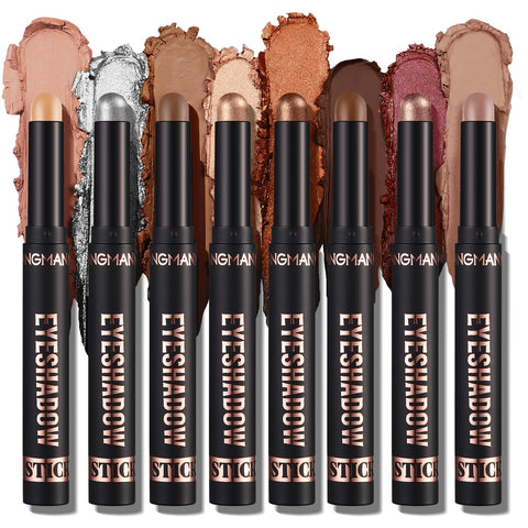 Joyeee Eyeshadow Stick, 8 Colors Waterproof Highlight Eye Shadow Stick, Create Gorgeous Multi-Dimensional Eye Makeup, Long Lasting Cream Contouring Eyeshadow Set(A)