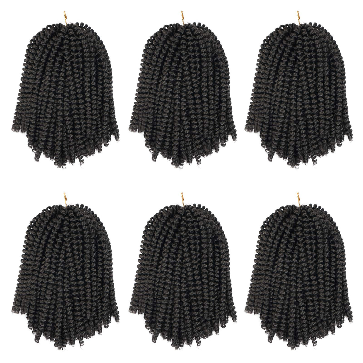 Spring Twist Hair 6 Packs 8inch Fluffy Spring Twist Crochet Hair Passion Twist Crochet Hair Synthetic Braiding Hair Extensions 15 Strands 55g/Pack(8inch, #2)