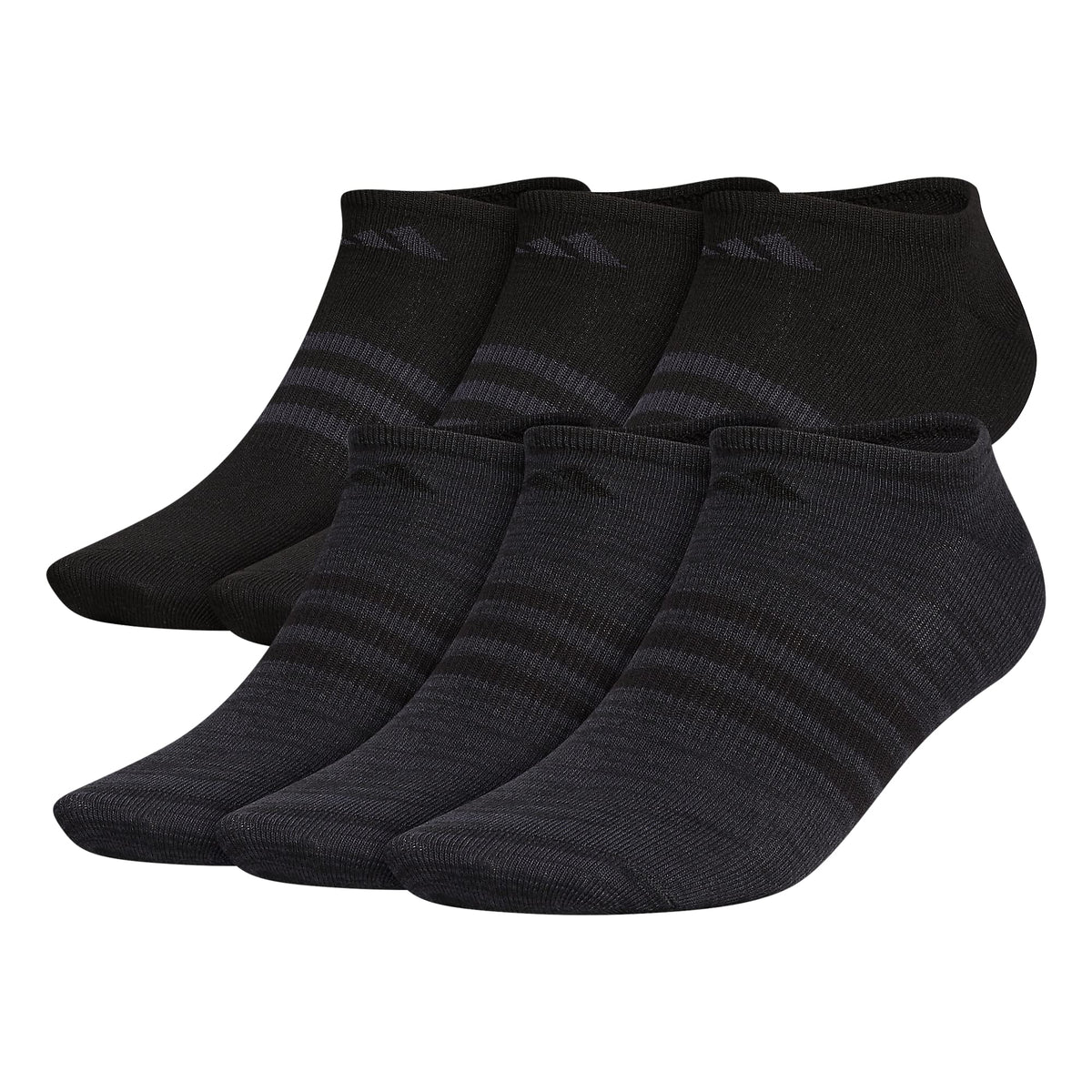 adidas Mens Superlite (6-pair) No Show Sock, Black/Night Grey, Large US