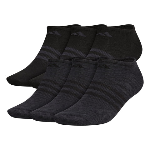 adidas Mens Superlite (6-pair) No Show Sock, Black/Night Grey, Large US