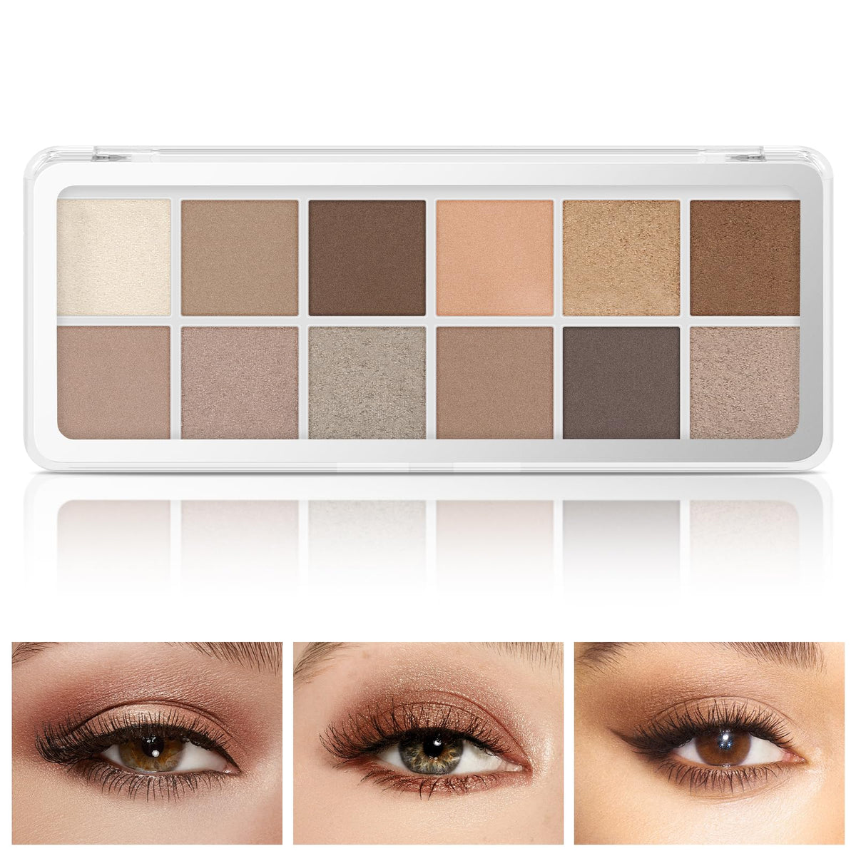 Boobeen 12 Colors Eyeshadow Palette, Smooth Matte&Glitter Eyeshadow Makeup, High Pigmented Shades, Ultra-Blendable Neutral Nudes Eye Shadow for Naturing-Looking, Long Lasting