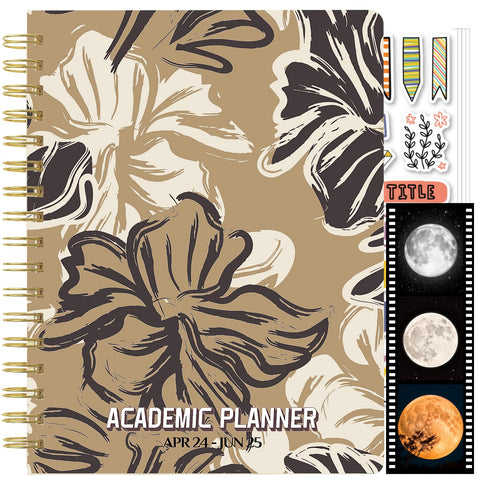 IOEIOZ Planner Academic Planner 2024-2025 Apr.2024 - Jun.2025 Daily Planner 2024-2025, 8.5" X 6.3" Student Planner Weekly Planner Agenda Book Planner 2024 Monthly Tabs & 4 Stickers (Brown)