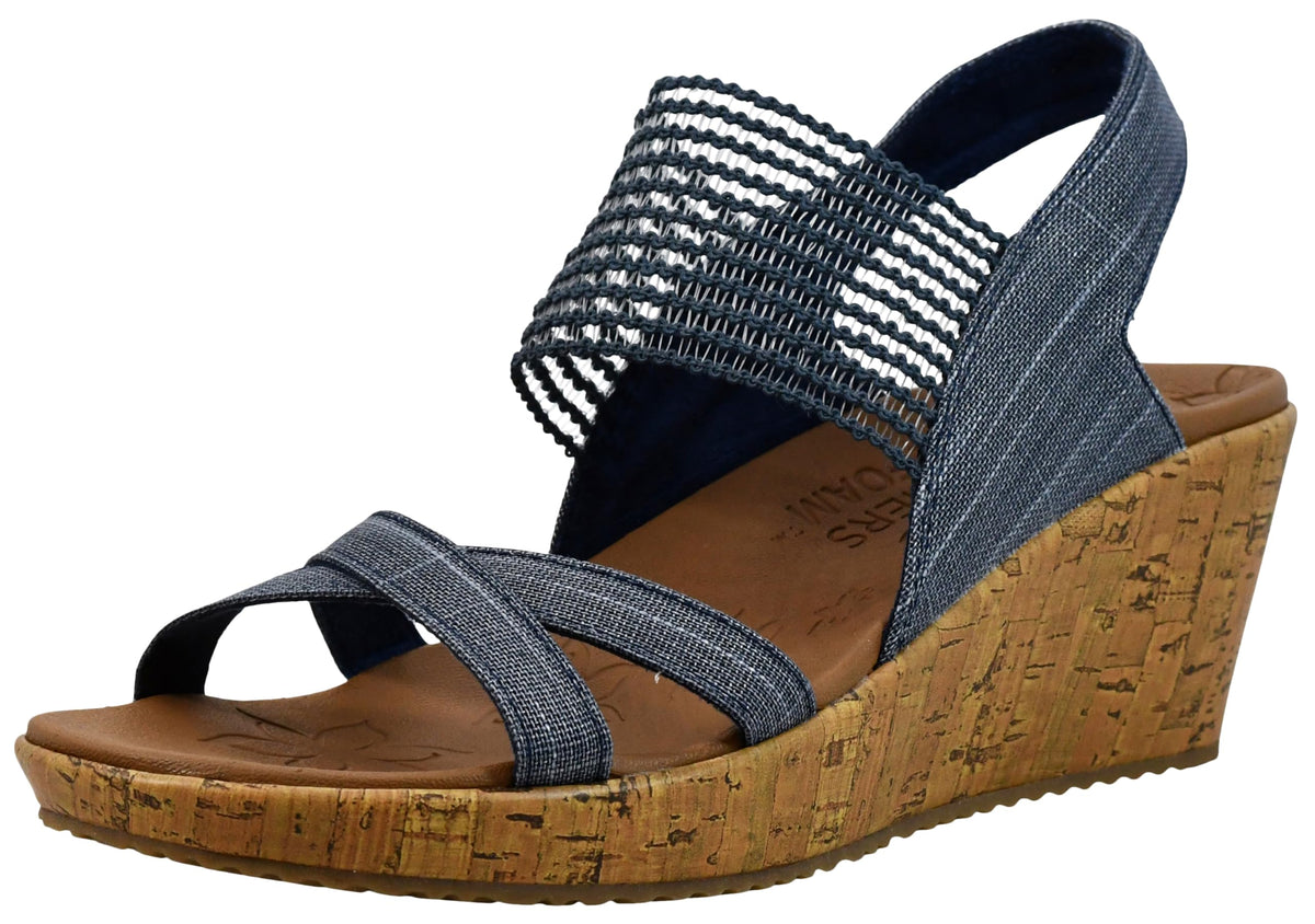 Skechers womens Beverlee - High Tea Wedge Sandal , Navy , 7 M US