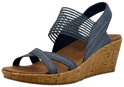 Skechers womens Beverlee - High Tea Wedge Sandal , Navy , 7 M US