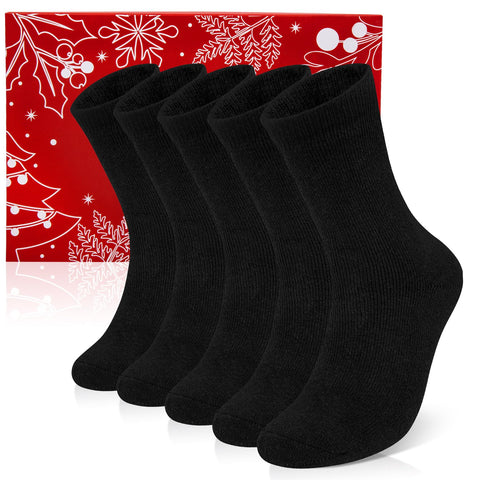 Justay Comf 5 Pairs Mens Thermal Socks Christmas Socks Thick Warm Merino Wool Socks Winter Work Socks Indoor/Outdoor Super Soft Casual Socks